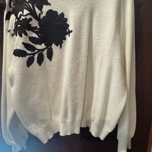 Anthropologie Black and White Floral Sweater
